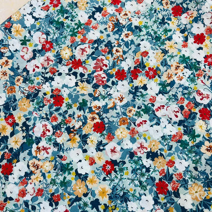 Floral Cotton Fabric: 60s Style Print, 59" Wide, Sewing Quilting