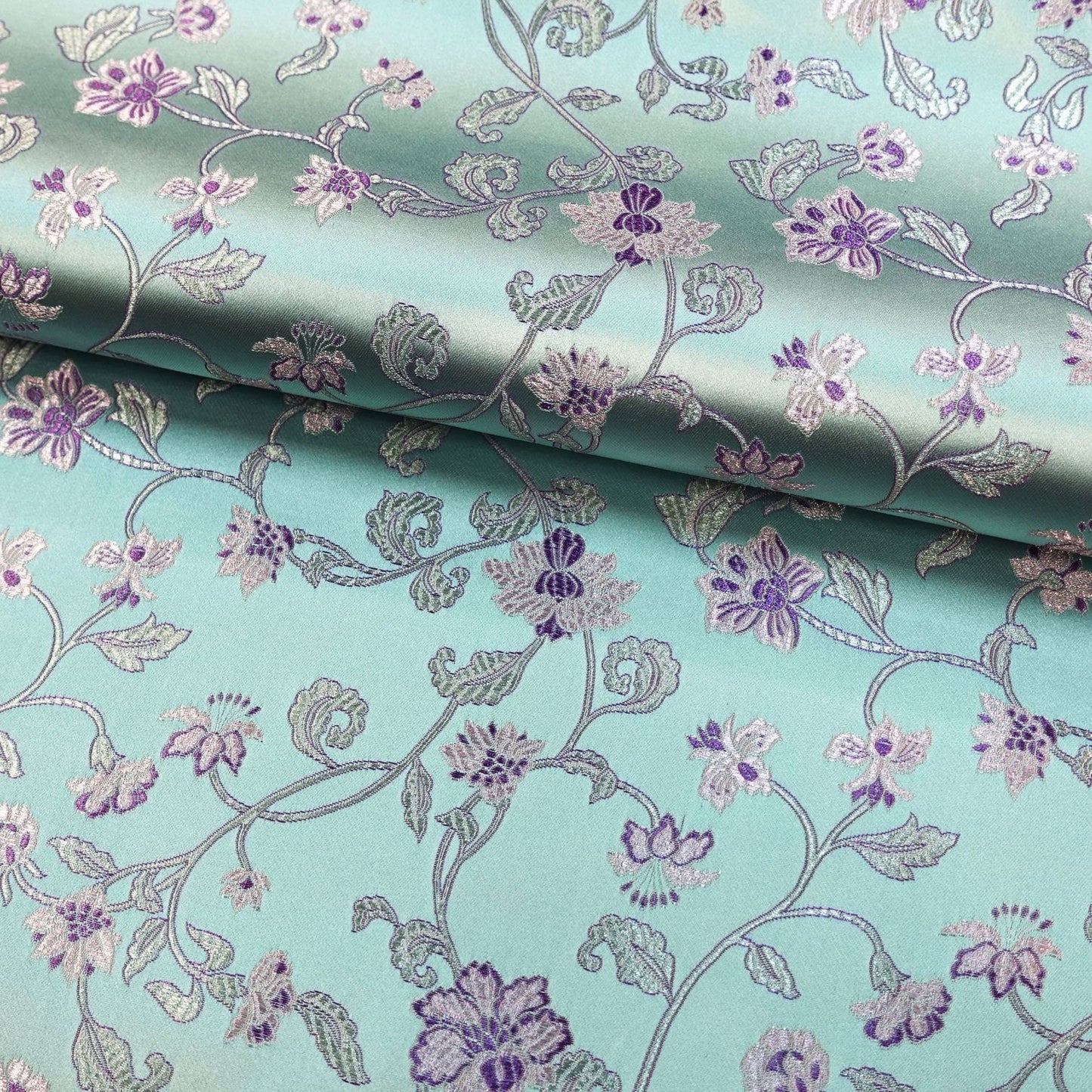 Floral Brocade Fabric: Rayon Nylon Blend, 45" Wide