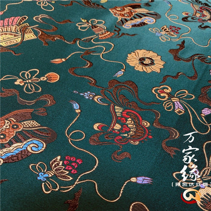 Tissu brocart de soie à motif floral : 75 cm de large, jacquard damassé, décoration de costumes