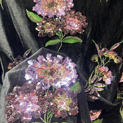 49"W Embroidered Velvet Fabric by the Yard ��� Soft Plush Material for Sewing, Upholstery &