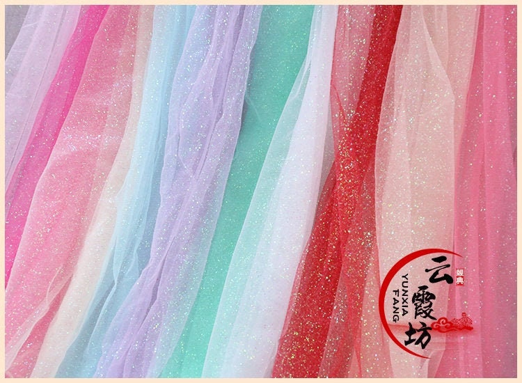 Glitter Mesh Fabric, Sequined Hard Tulle, 59" Wide, Costume Cosplay