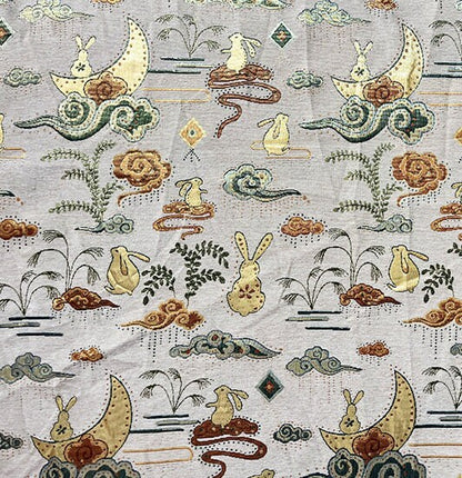 Rabbit Brocade Jacquard Fabric: 57"W Chenille Upholstery, Costume, Decor