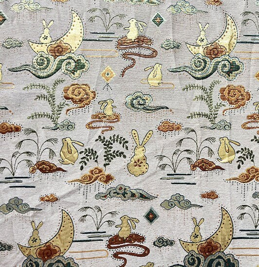 Rabbit Brocade Jacquard Fabric: 57"W Chenille Upholstery, Costume, Decor