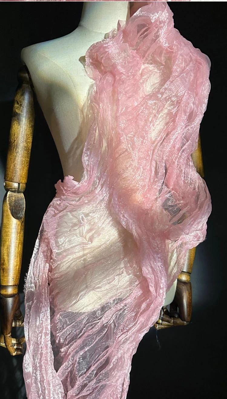 Pink Mermaid Organza Fabric: Water Reflective, Stiff Texture (55" W)