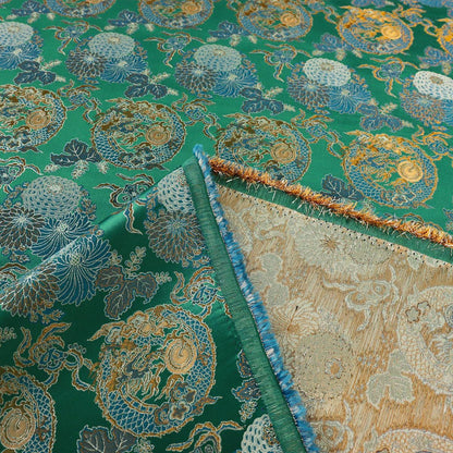 Dragon Jacquard Fabric: Ancient Asian Totem Pattern, 55" Wide