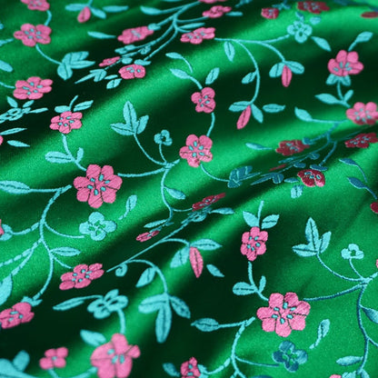 Floral Silk Brocade Fabric: Delicate Tangled Flowers, 45"W