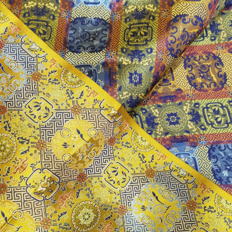 Mongolian Brocade Fabric: 59"W Rayon Cheongsam, Robe, Upholstery