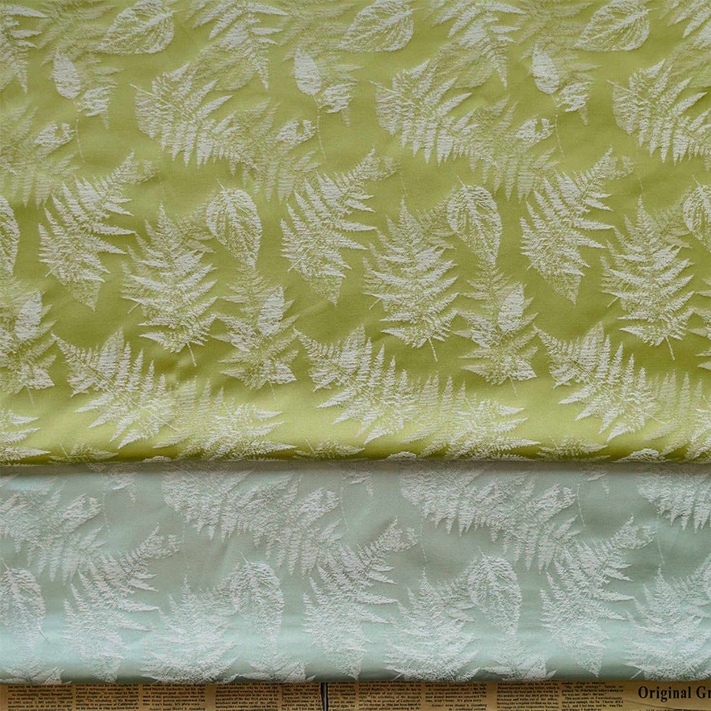 Vintage Jacquard Brocade Fabric: Fern Leaf Sewing Material, 59" Wide