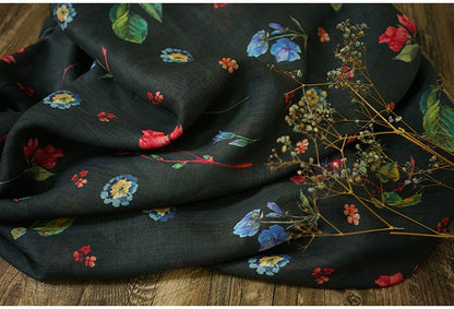 Floral Ramie Fabric: Soft Clothing & Home Textile, 55"W
