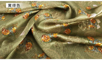 Tissu satiné en soie couleur thé : Rayonne imprimée numériquement, largeur 150 cm (59 po), ameublement et costumes