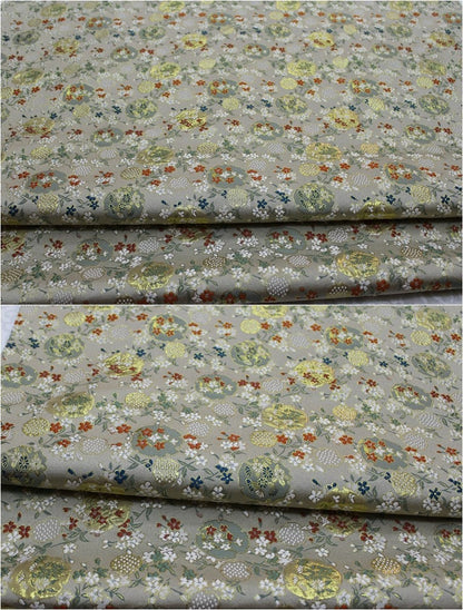 Japanese Dianthus Silk Brocade Fabric: Kimono Bowknot Sewing Material