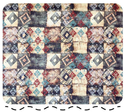 Tissu Tencel Ramie bohème : motif patchwork imprimé, 150 cm de large, vendu au mètre