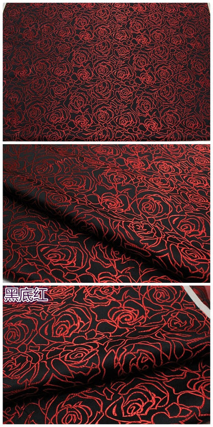 Tissu brocart rose : mélange de soie et de rayonne de style chinois (au mètre)