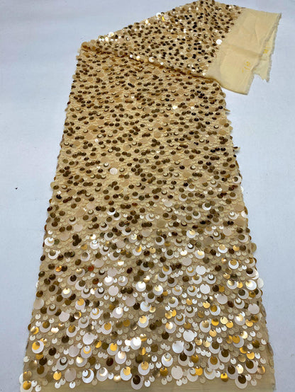 Beaded Sequin Chiffon Fabric: Elegant Party Dress Material (49" Wide)