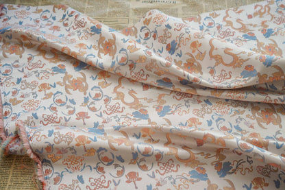 Dragon Flower Jacquard Fabric: Retro Woven Upholstery, 65" Wide