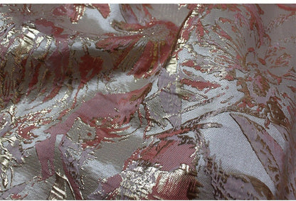 Gold Thread Jacquard Fabric: 3D Flower Design, 56" Wide