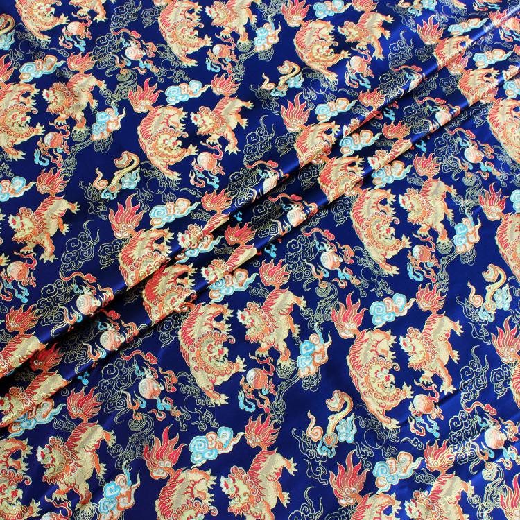 Lion Jacquard Brocade Fabric: Gold Threaded Apparel & Home Decor, 58"W