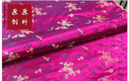 Tissu damassé en brocart de soie : 75 cm de large, motif pivoines, pour l’ameublement et la couture