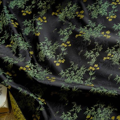 Tissu jacquard bambou oriental : 162,5 cm de large, polyester, matériau de couture