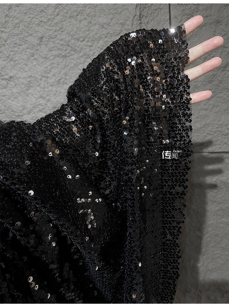 Fish Scale Sequins Mesh Fabric, DIY Prom Dress Sewing