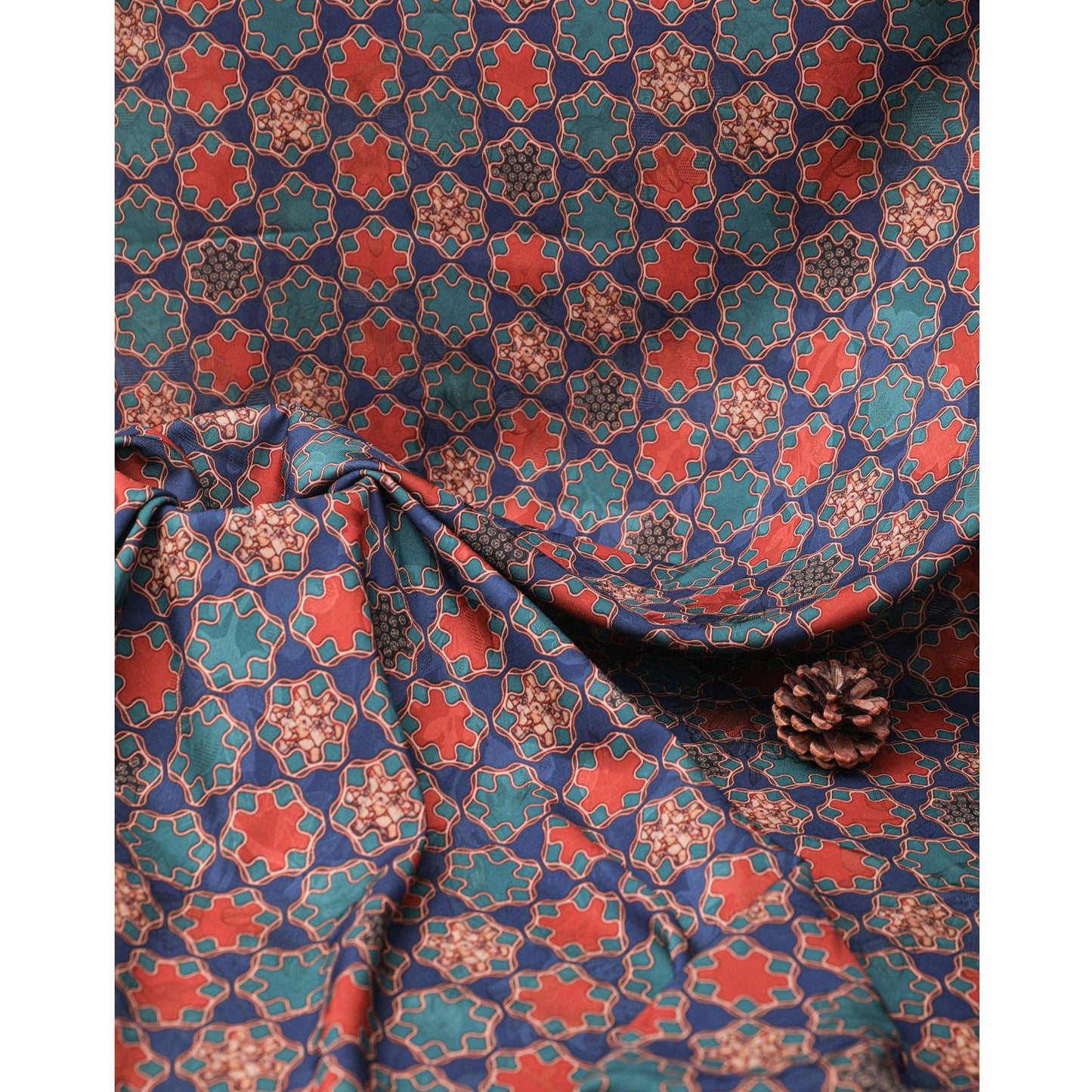Dunhuang Printed Silk Satin Fabric - 59" Wide