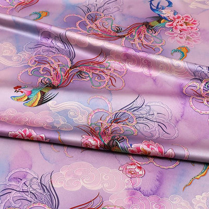 Tissu satin de soie acétate Xiangyun Tea : rideau imprimé numériquement, 150 cm de large