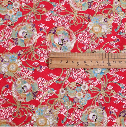 Japanese Crane Print Fabric: 100% Cotton Sewing Material