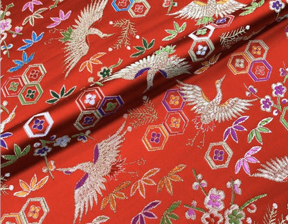 Crane Bird Jacquard Fabric: Chinese New Year Upholstery Fabric - Poppylollipop