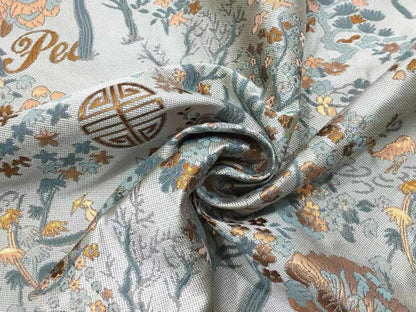 Gold Embossed Jacquard Fabric: Floral Upholstery & Sewing, 59" Wide