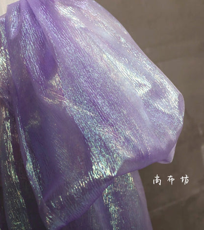 Bright Purple Pleated Mesh Fabric, Cosplay, Wedding, DIY