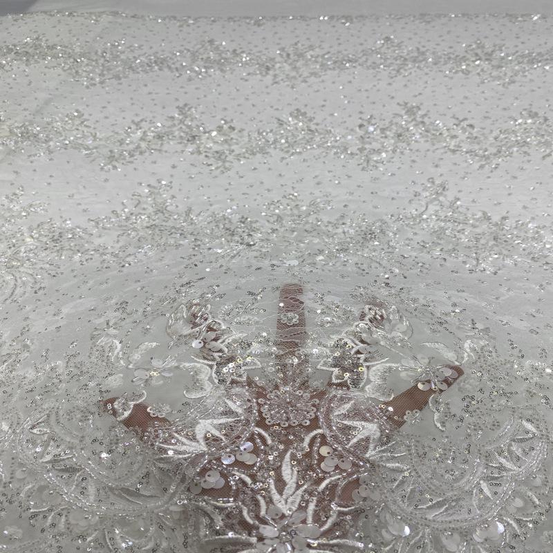 Tissu en dentelle brodée de perles : voile de mariée de 127 cm (50 pouces), accessoires à faire soi-même