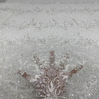 Tissu en dentelle brodée de perles : voile de mariée de 127 cm (50 pouces), accessoires à faire soi-même