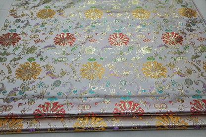 Lotus Flower Brocade Fabric: 29"W Silk Rayon Blend