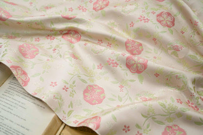 Tissu brocart champagne à motif floral : jacquard chinois, largeur 150 cm