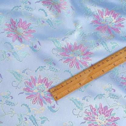 Dunhuang Lotus Brocade Fabric: 59"W Floral Sewing Material
