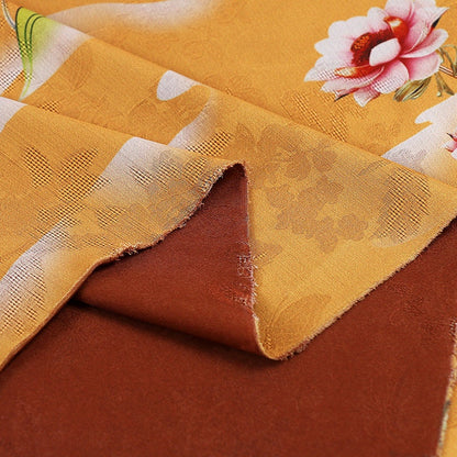 Floral Tea Silk Satin Fabric - 59"W Digital Print