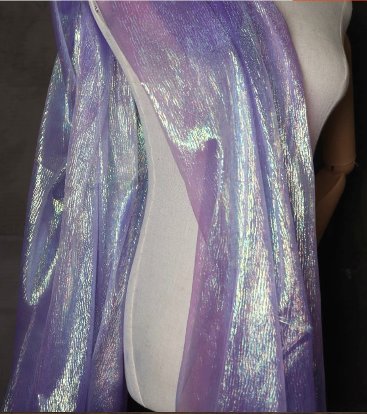Bright Purple Pleated Mesh Fabric, Cosplay, Wedding, DIY