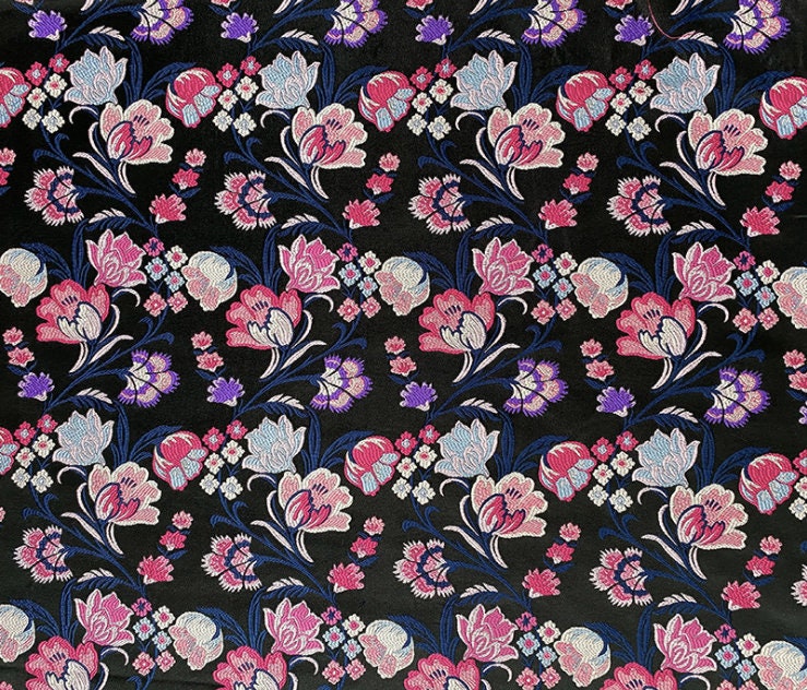 Floral Brocade Fabric: 57" Wide Silk Rayon Blend, Cheongsam Qipao Sewing Fabric