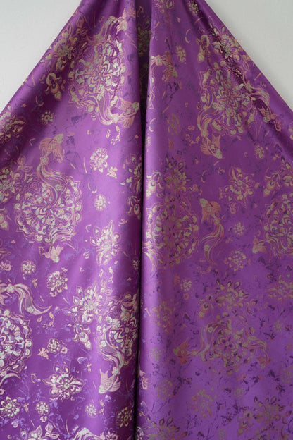 Purple Fish Jacquard Satin Brocade Fabric: Cheongsam Sewing, Home Decor