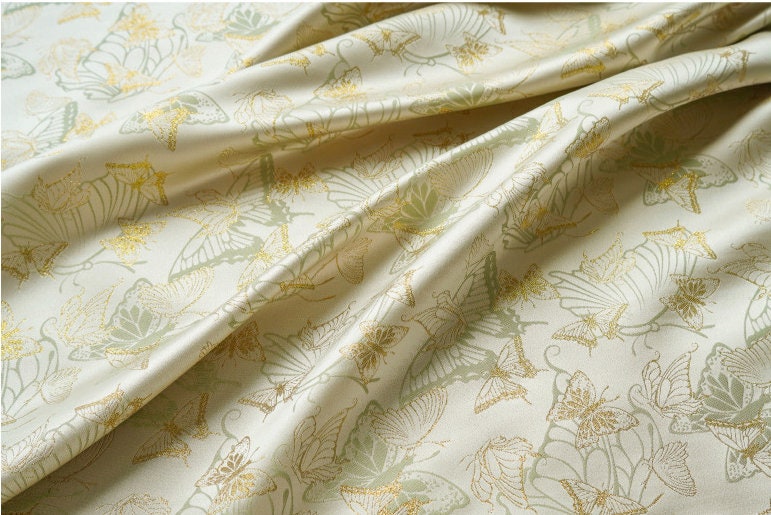 Gold Butterfly Jacquard Fabric: 59"W Costume Dress Material