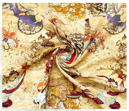 Dunhuang Flying Apsaras Fabric: Oriental Art Cotton Print for Sewing