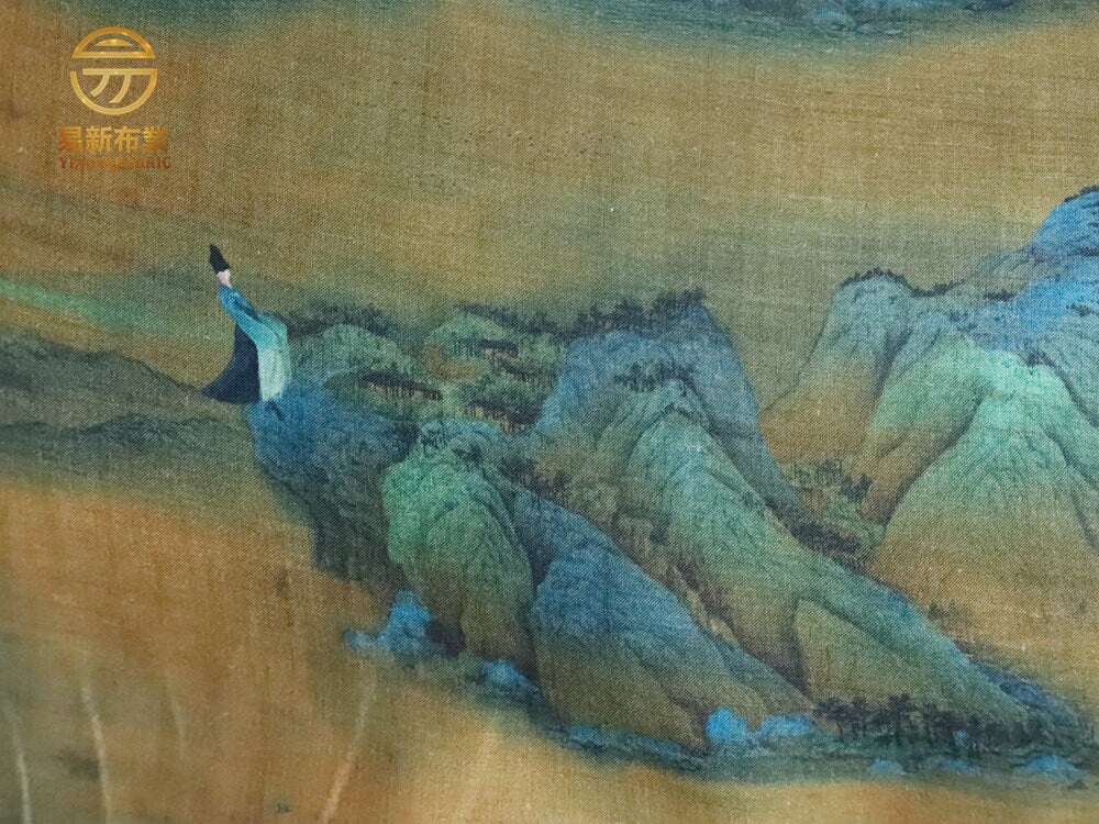 Ancient Painting Ramie Fabric: Upholstery, Costume, Scarf (57"W)