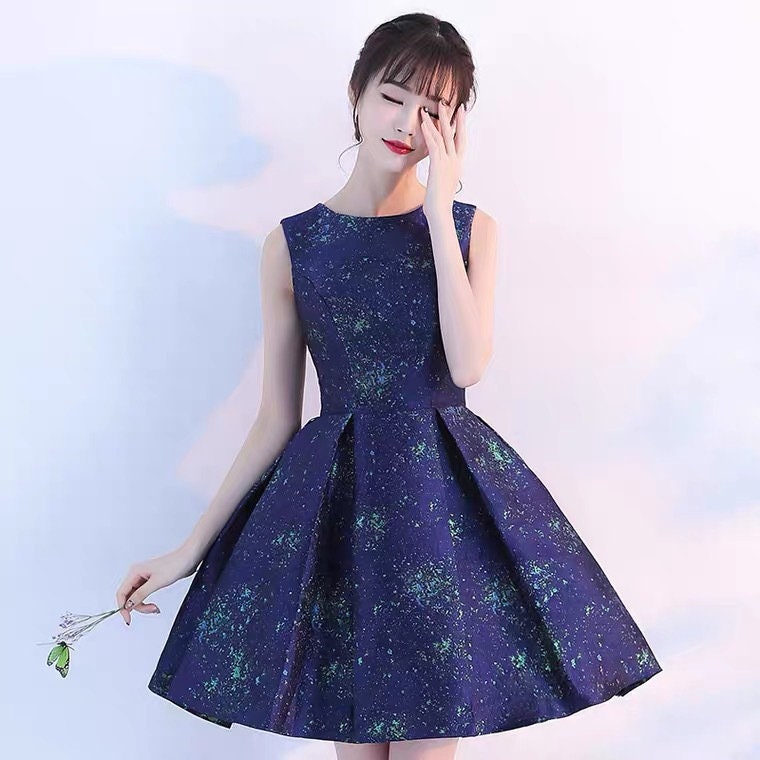 Deep Blue Galaxy Jacquard Fabric: Gold Thread Damask, 57" Wide
