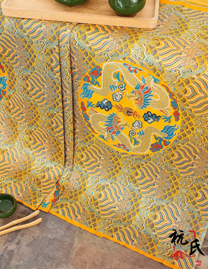 Dragon Sea Wave Brocade Fabric: Silk Rayon Jacquard (29.5"/75cm)