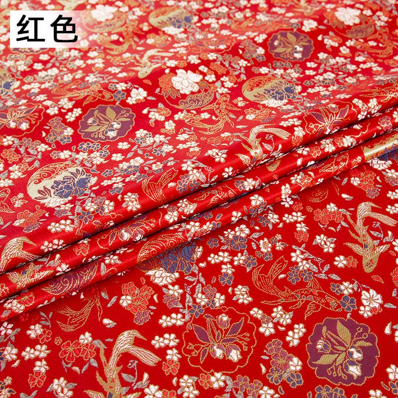 Tissu brocart de soie Koi : 150 cm de large, style chinois, en rayonne, idéal pour la couture.