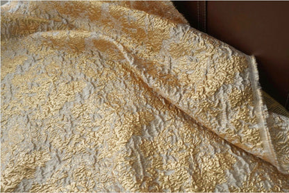 Gold Metallic Jacquard Fabric: 3D Embossed Woven Upholstery, Costume, Decor (59"W)