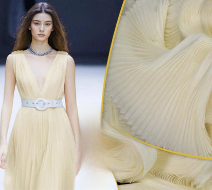 Pleated Chiffon Tulle Fabric: 57"W Accordion Drape, Sewing & Costume