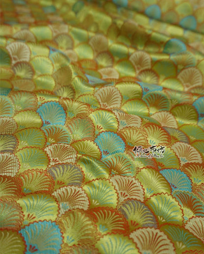 Japanese Shell Kinran Brocade Fabric: Silk Rayon Blend, 29.5�ï