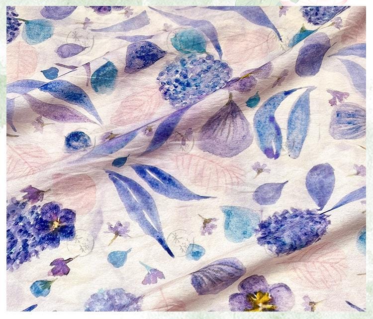 Quilting Fabric, Mist Blue Floral Cotton Fabric: Soft Jacquard Look Sewing Material