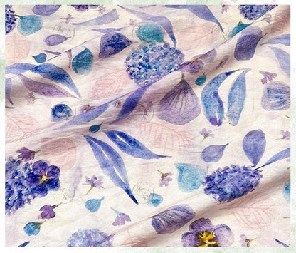 Quilting Fabric, Mist Blue Floral Cotton Fabric: Soft Jacquard Look Sewing Material